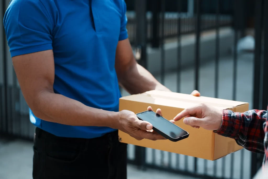 package delivery mobile signing on phone for deliv utc ()
